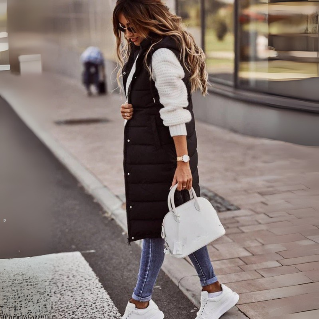 Pikowana kamizelka do kolan dla kobiet 2