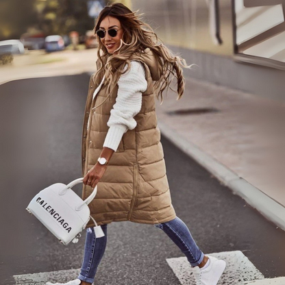 Pikowana kamizelka do kolan dla kobiet 5