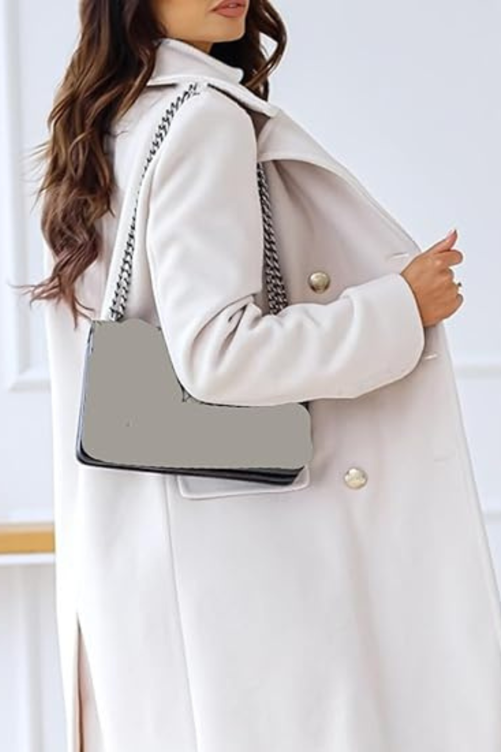 Płaszcz damski o kroju strukturalnym do połowy łydki 2