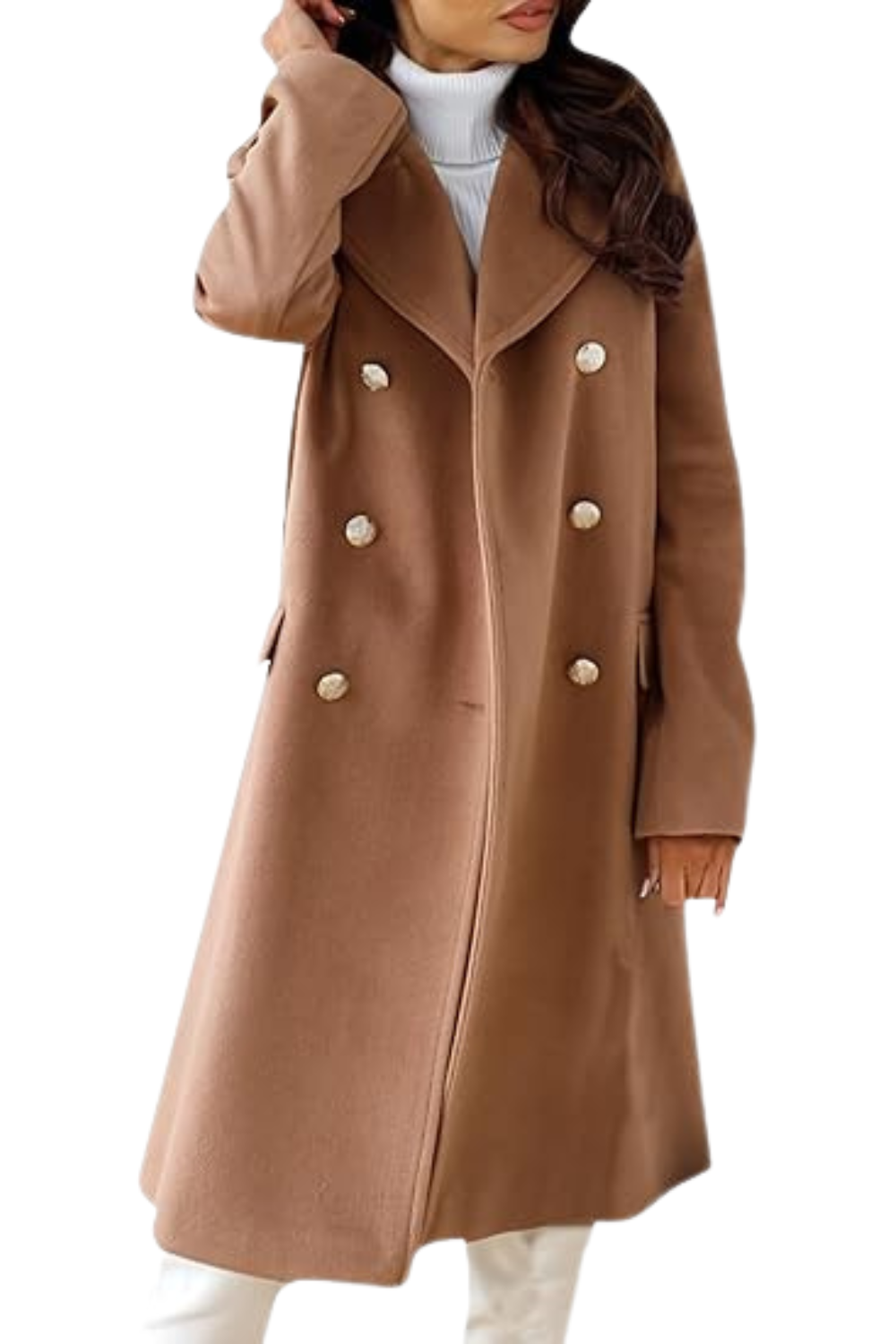 Płaszcz damski o kroju strukturalnym do połowy łydki 6