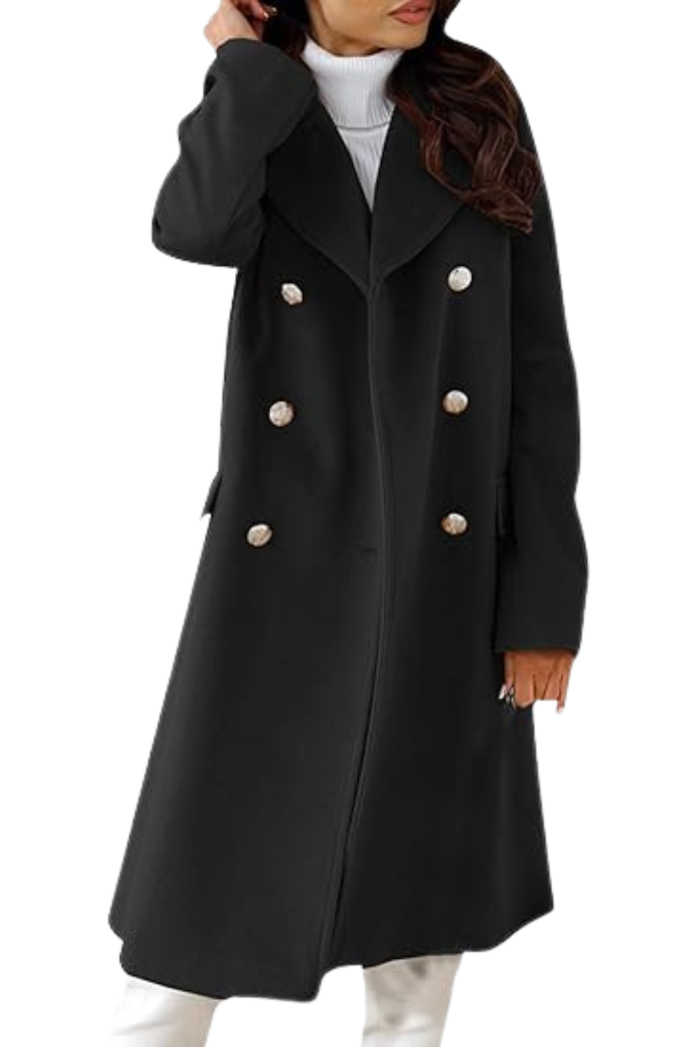 Płaszcz damski o kroju strukturalnym do połowy łydki 7