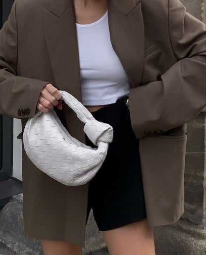 Pleciona torebka damska ze sztucznej skóry - stylowa torba hobo w kształcie węzła