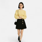 Plisowana spódnica mini z guzikami z przodu dla kobiet 4