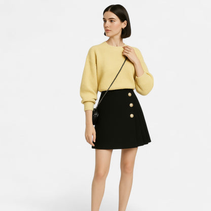 Plisowana spódnica mini z guzikami z przodu dla kobiet 5