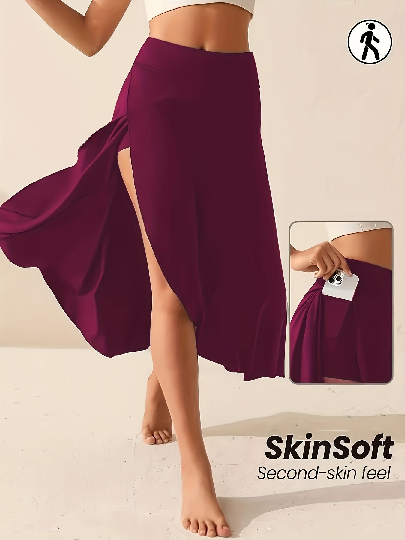 Spódnica damska z rozcięciem | Zwiewna huśtawka ze sprytną kieszenią | Lea