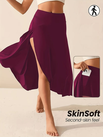 Spódnica damska z rozcięciem | Zwiewna huśtawka ze sprytną kieszenią | Lea