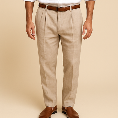 Spodnie plisowane, zwężane, męskie – strukturalne zakładki i matowa powierzchnia 0