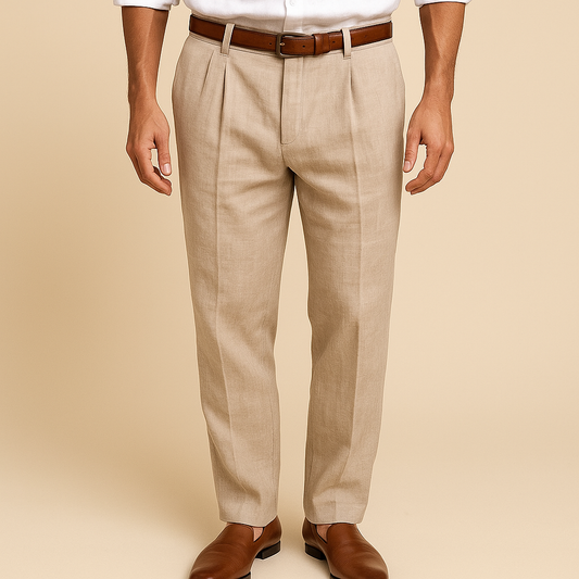 Spodnie plisowane, zwężane, męskie – strukturalne zakładki i matowa powierzchnia 0