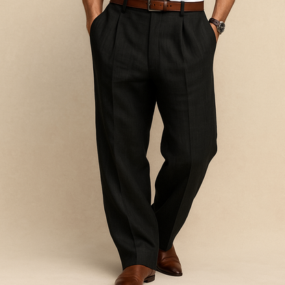 Spodnie plisowane, zwężane, męskie – strukturalne zakładki i matowa powierzchnia 3