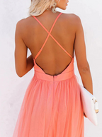 Sukienka bez rękawów z dekoltem w serek dla kobiet – dopasowana talia i luźna sylwetka 5