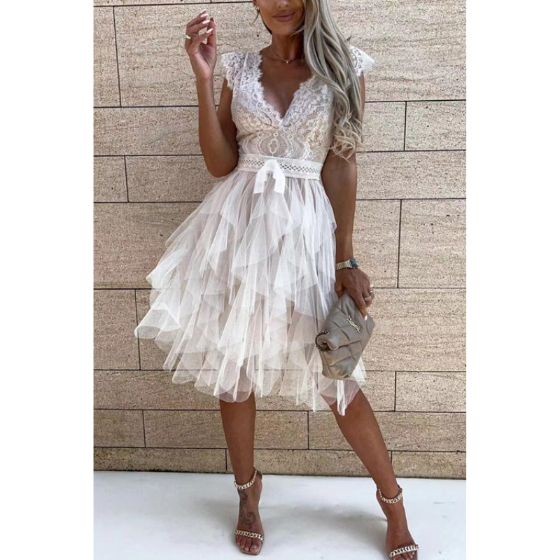 Sukienka bez rękawów z koronkowym wykończeniem dla kobiet 2