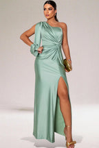 Sukienka dla gości weselnych damska – jedwabisty wygląd z drapowaną talią 1