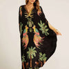 Sukienka kaftan z tropikalnym nadrukiem dla kobiet 0