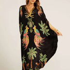 Sukienka kaftan z tropikalnym nadrukiem dla kobiet 0
