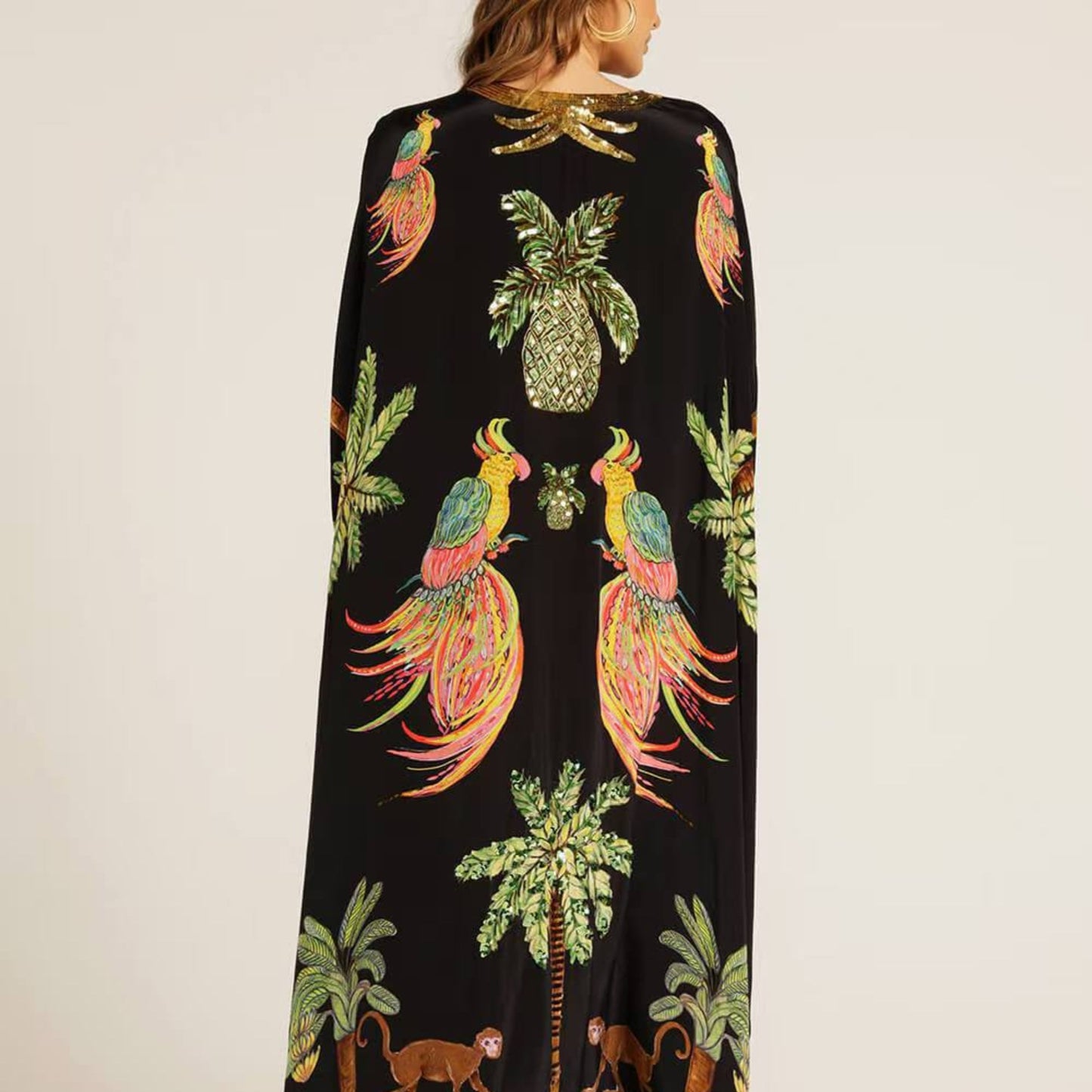 Sukienka kaftan z tropikalnym nadrukiem dla kobiet 4