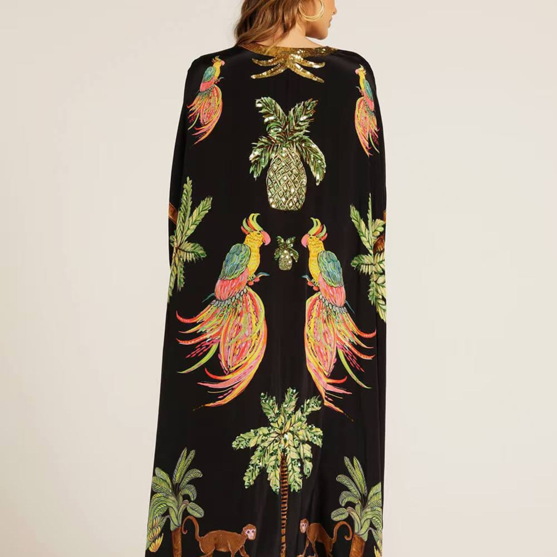 Sukienka kaftan z tropikalnym nadrukiem dla kobiet 4