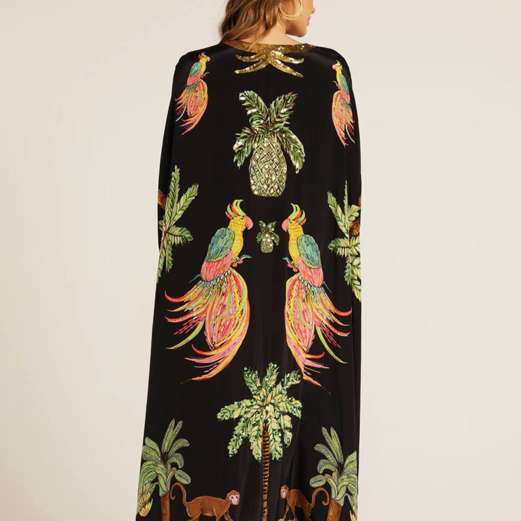 Sukienka kaftan z tropikalnym nadrukiem dla kobiet 4