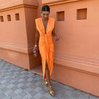 Sukienka koktajlowa bez rękawów damska – drapowany przód z skręconym przodem i głębokim dekoltem w serek 1