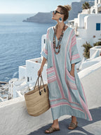 Sukienka maxi w paski typu kaftan dla kobiet 1