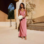 Sukienka maxi z satyny damskiej – krój bez rękawów i pełna długość 2