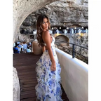 Sukienka midi w kwiaty dla kobiet – spódnica warstwowa i wyprofilowana góra 1