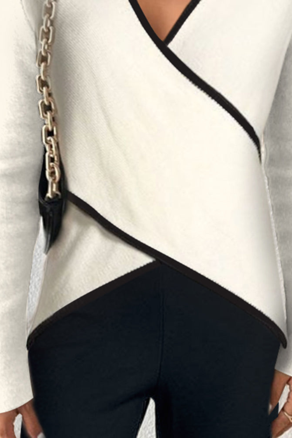 Sweter kopertowy z dekoltem w serek dla kobiet 2