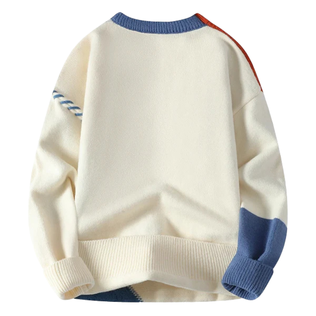 Sweter patchworkowy z dzianiny kablowej dla mężczyzn 1