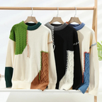 Sweter patchworkowy z dzianiny kablowej dla mężczyzn 5