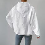 Sweter z kapturem damski – dzianinowy wygląd z wytłoczonym wzorem gwiazdy 2