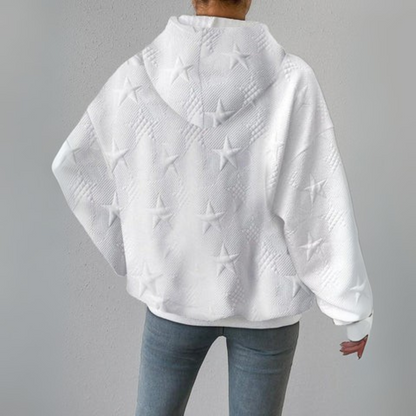 Sweter z kapturem damski – dzianinowy wygląd z wytłoczonym wzorem gwiazdy 2