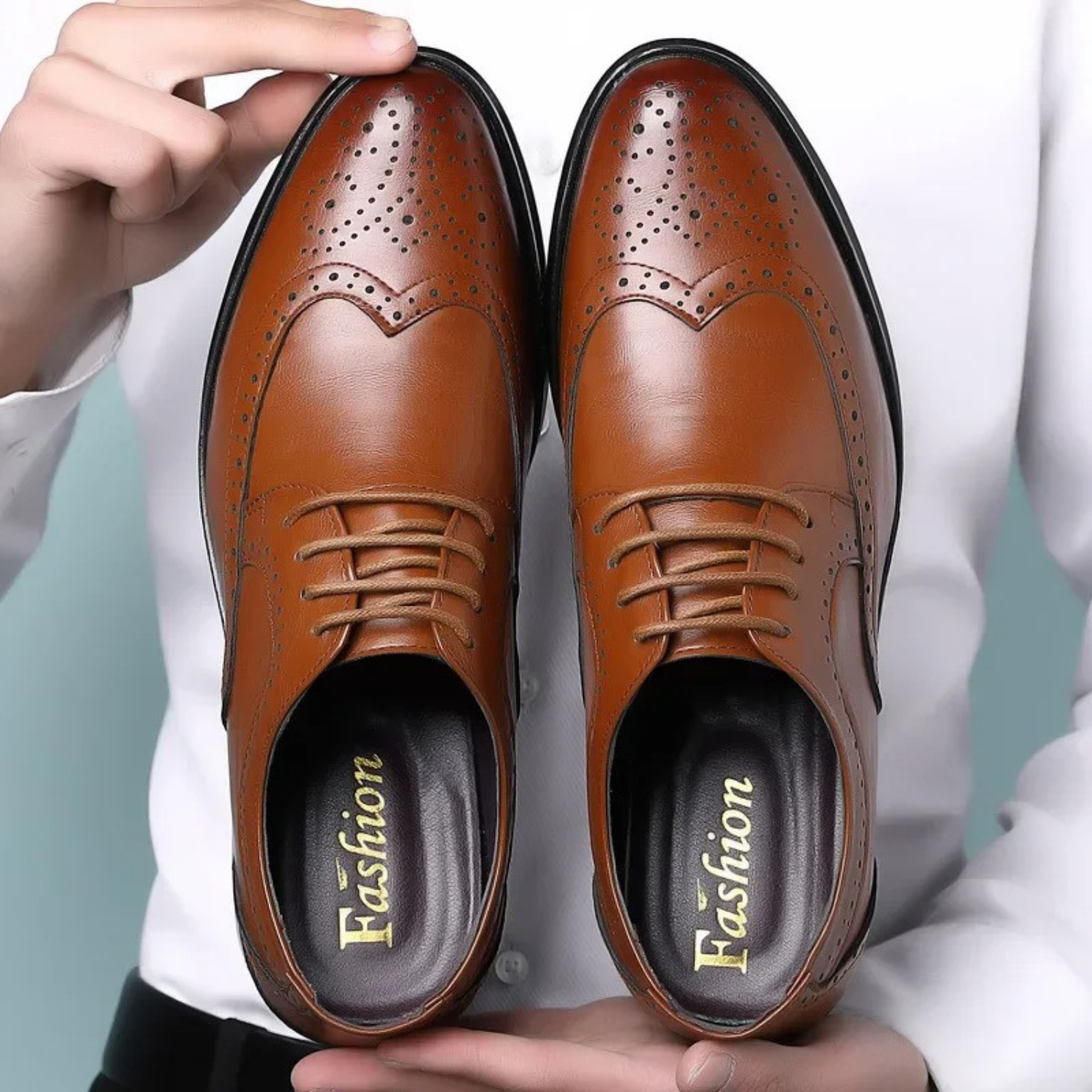 Sznurowane buty wizytowe Wingtip dla mężczyzn 3