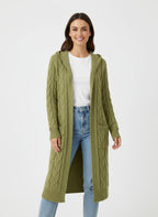 TULIA | DŁUGI DZIANINOWY KARDIGAN – NOWOCZESNA WSZECHSTRONNOŚĆ Z DETALEM KAPTURA 0