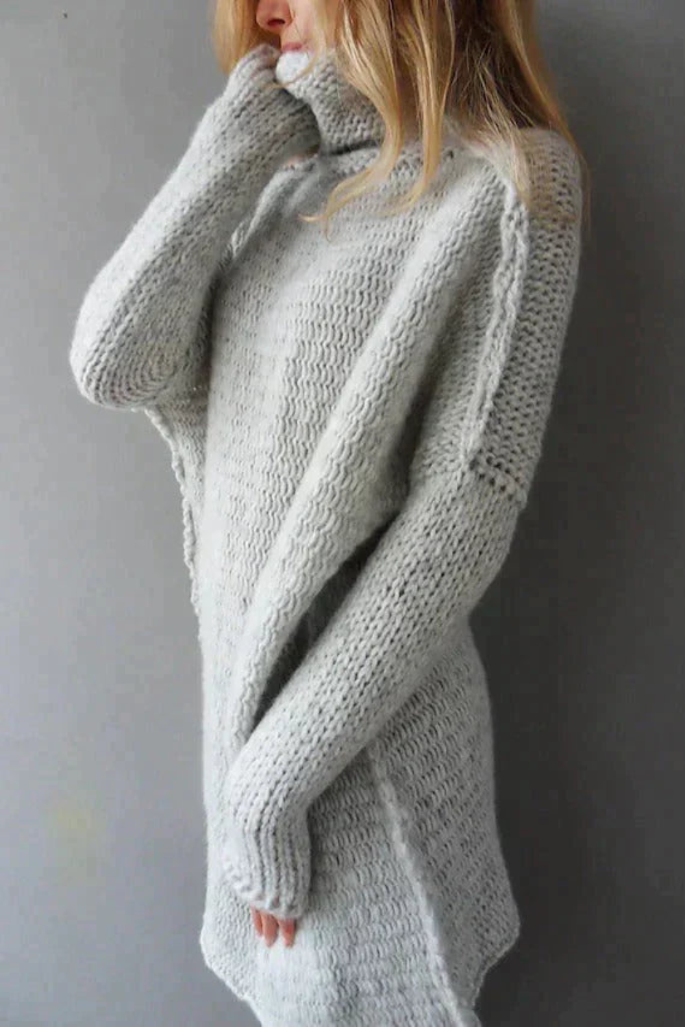 Teksturowany sweter z golfem dla kobiet 1