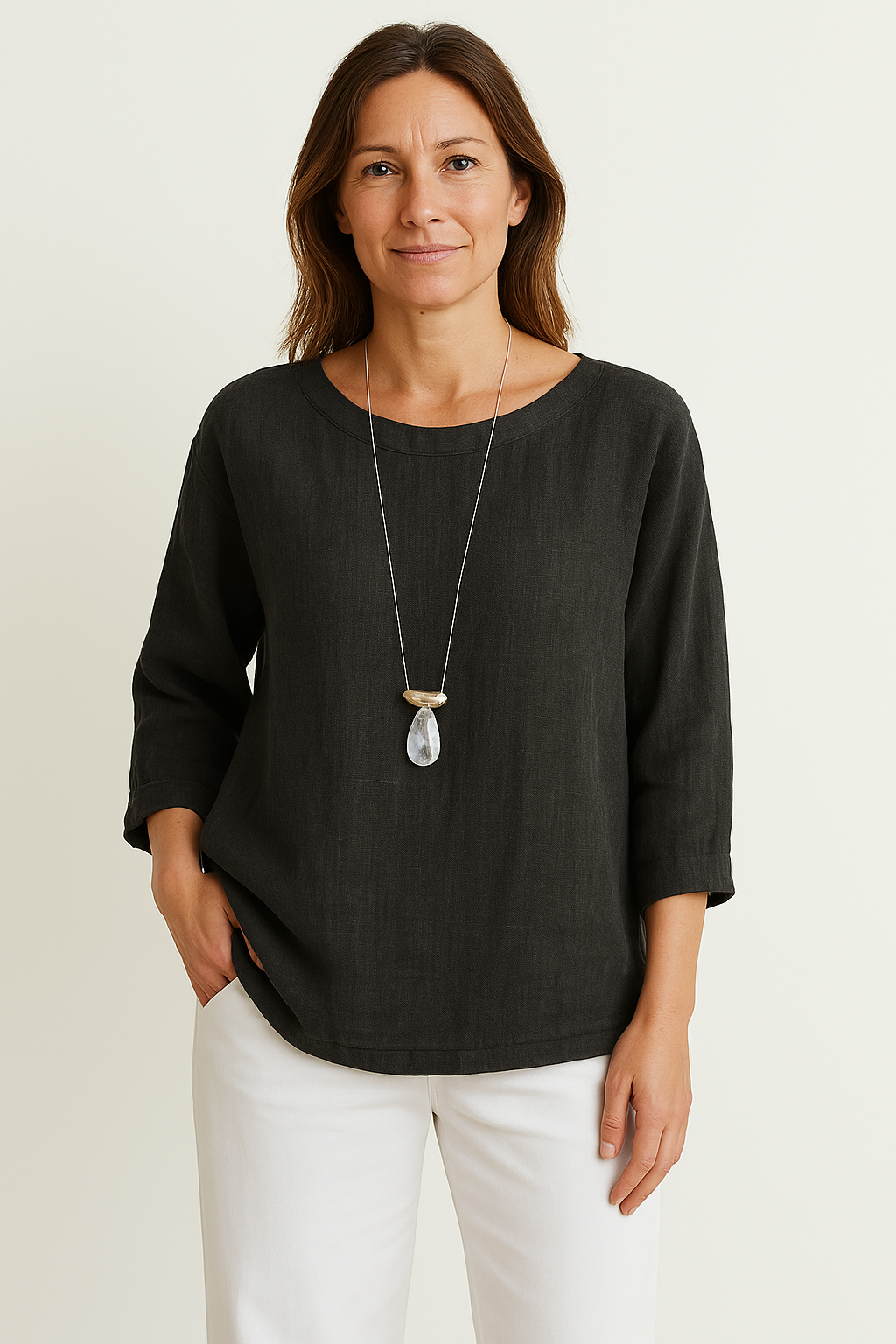 Top damski – luźny krój z rękawem 3/4