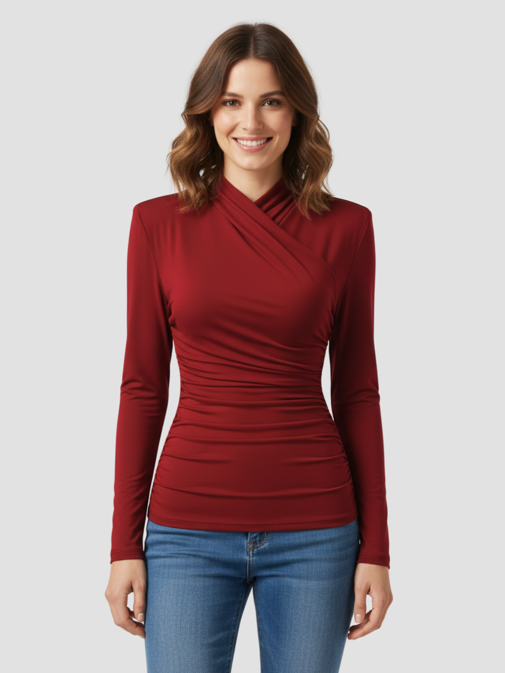 ZAFIRA | DAMSKI TOP Z DŁUGIM RĘKAWEM I WIĄZANYM KOŁNIERZEM – WYPROFILOWANA ELEGANCJA I TRWAŁY KOMFORT 10