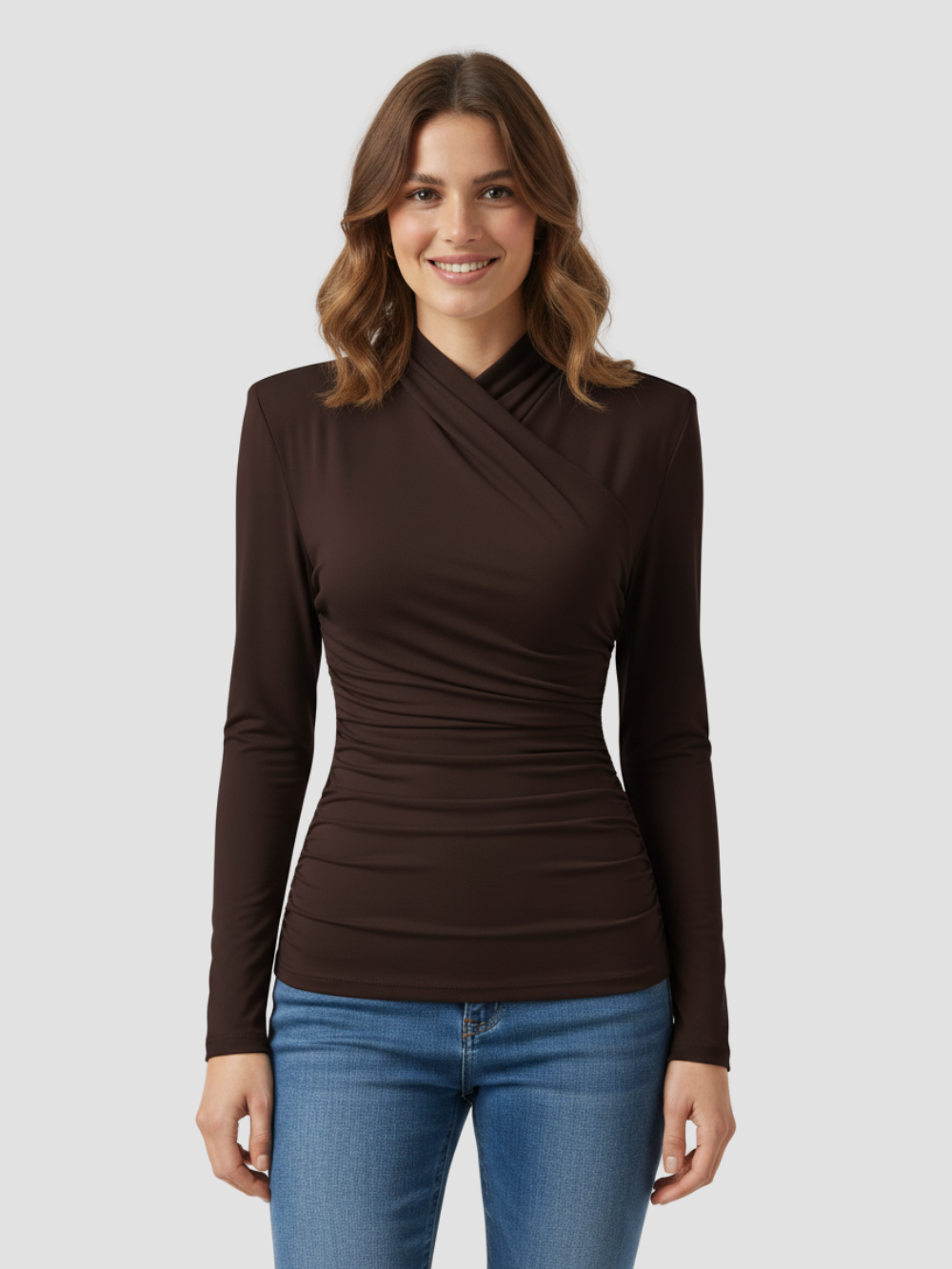 ZAFIRA | DAMSKI TOP Z DŁUGIM RĘKAWEM I WIĄZANYM KOŁNIERZEM – WYPROFILOWANA ELEGANCJA I TRWAŁY KOMFORT 12