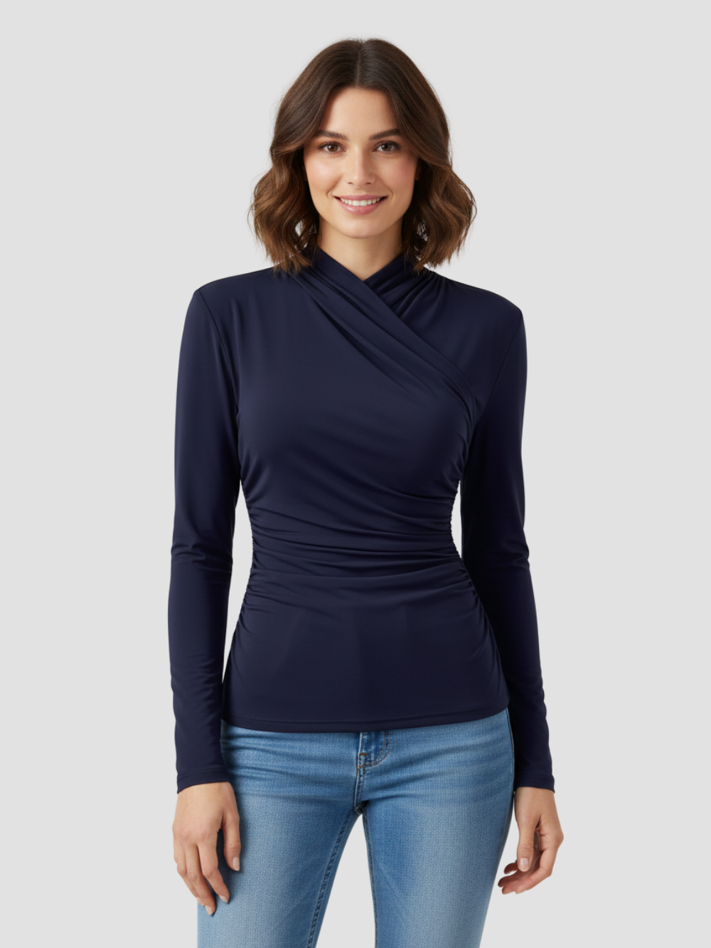 ZAFIRA | DAMSKI TOP Z DŁUGIM RĘKAWEM I WIĄZANYM KOŁNIERZEM – WYPROFILOWANA ELEGANCJA I TRWAŁY KOMFORT 9