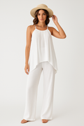 Zestaw – asymetryczna bluzka na ramiączkach i szerokie spodnie