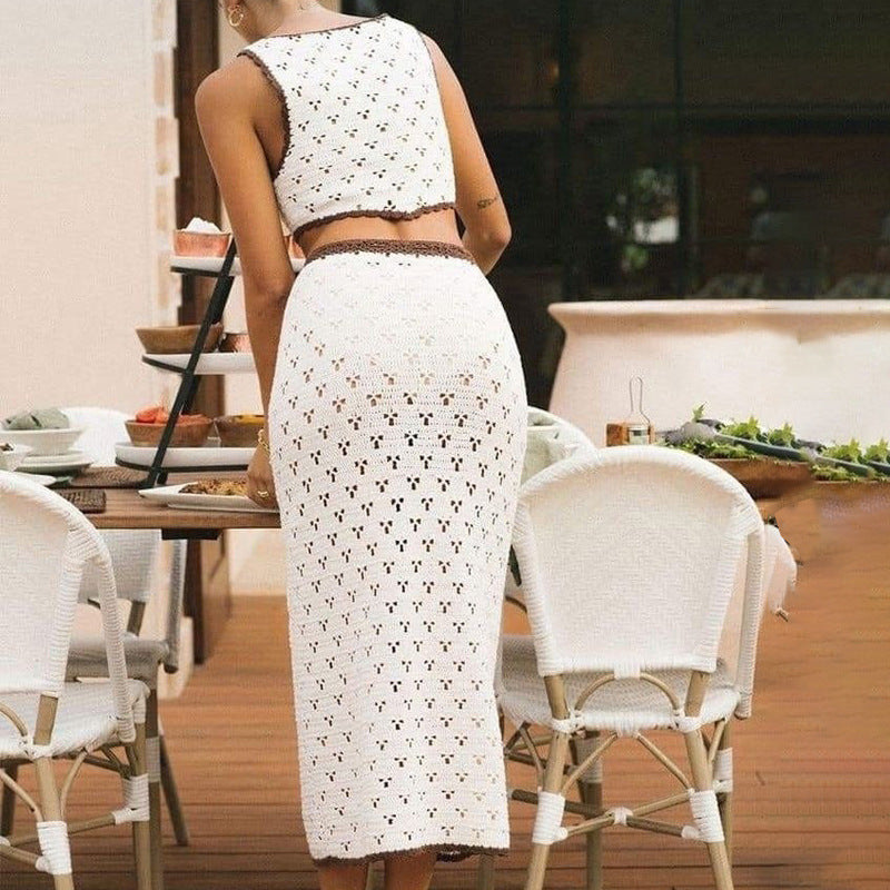 Zestaw damski – crop top i midi spódnica