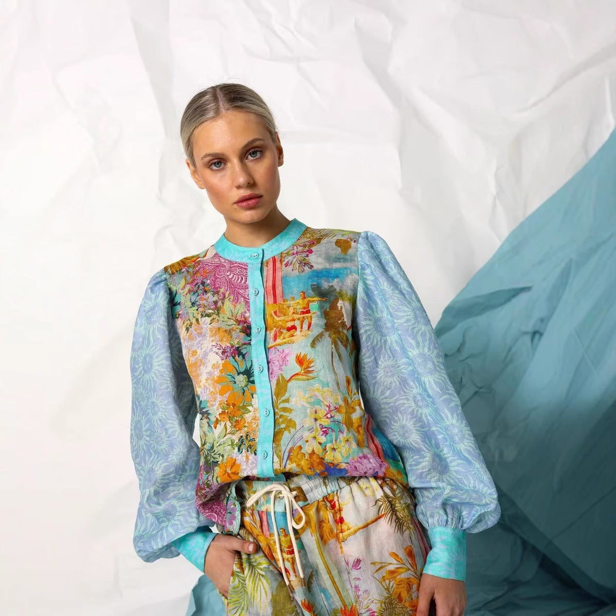 Zestaw damski – koszula i szorty z lnu