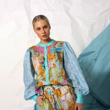 Zestaw damski – koszula i szorty z lnu