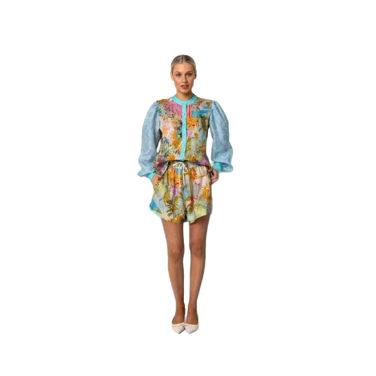 Zestaw damski – koszula i szorty z lnu