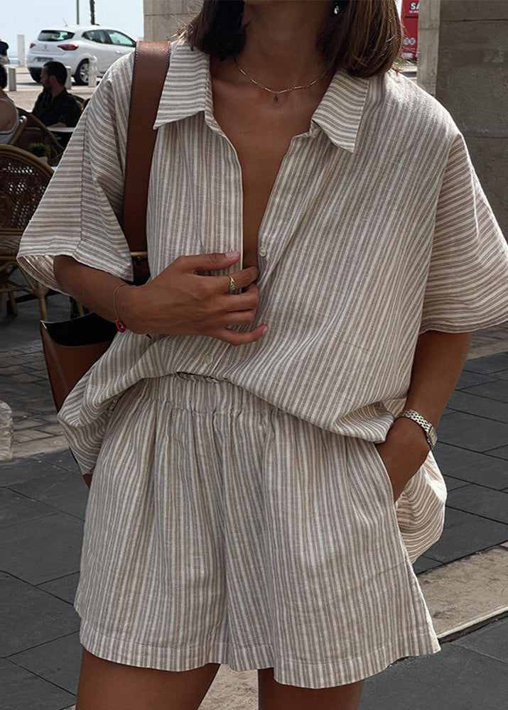 Zestaw damski – lniany w paski