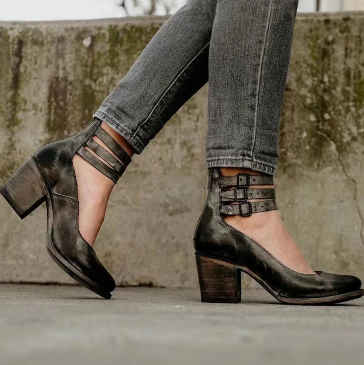 Zoey - Skórzane obcasy w stylu vintage elegancji 4