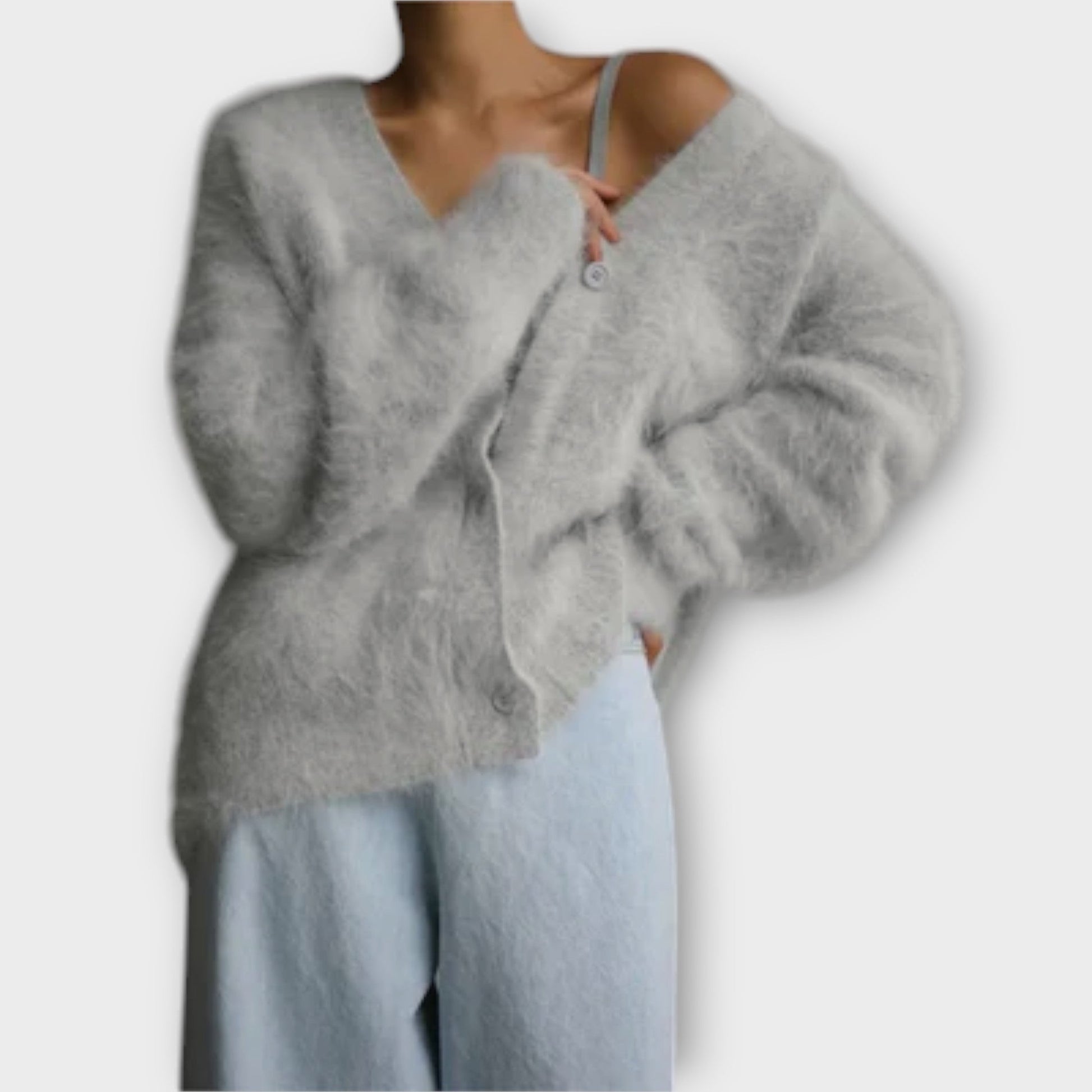 Damski Sweter Oversize z Dekoltem w Serek – Miękkość i Styl