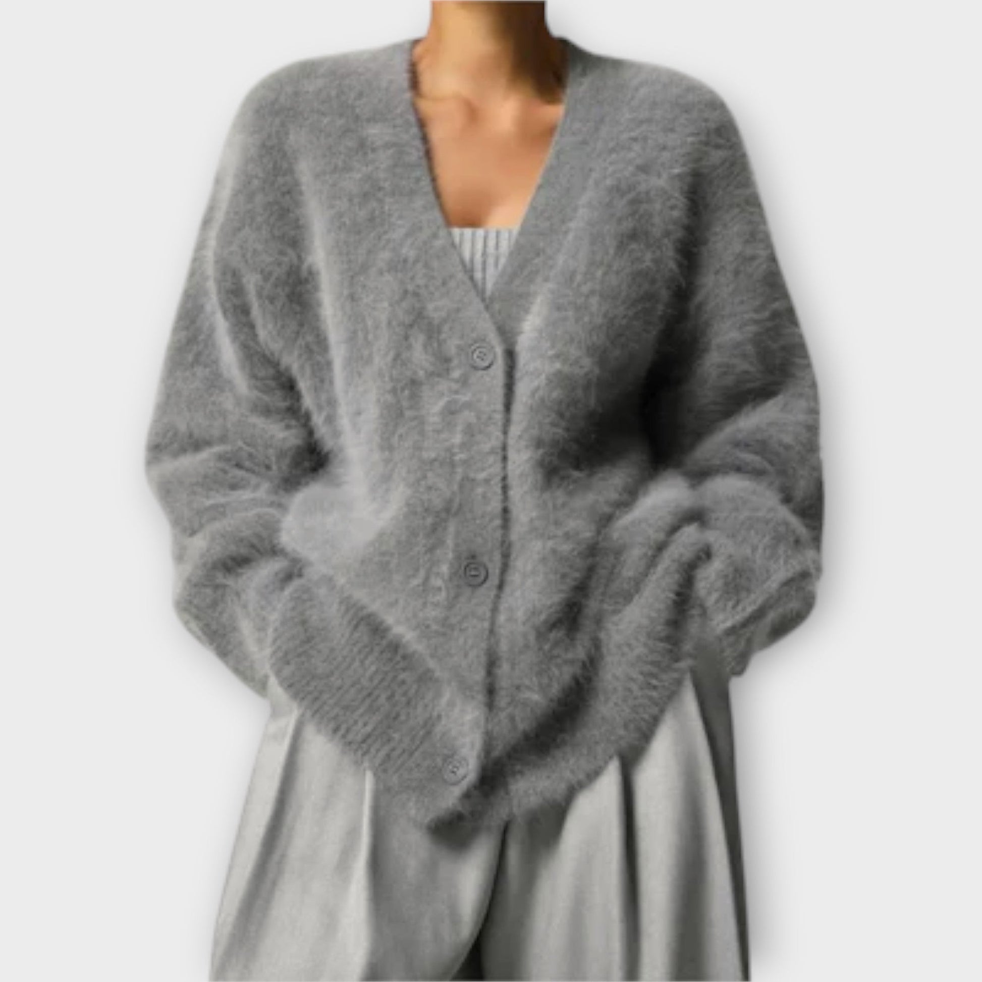 Damski Sweter Oversize z Dekoltem w Serek – Miękkość i Styl