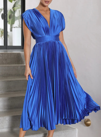 Sukienka damska - sukienka Maxi z krótkim rękawami i ponadczasowa elegancja